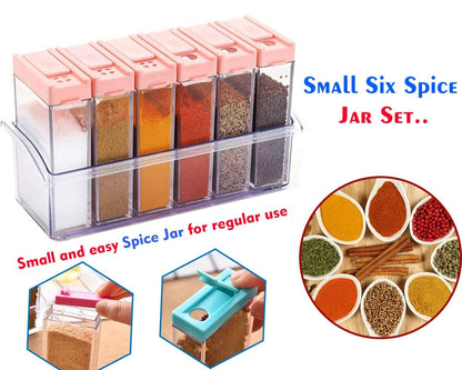 6-Piece Transparent Masala Spice Jar Set