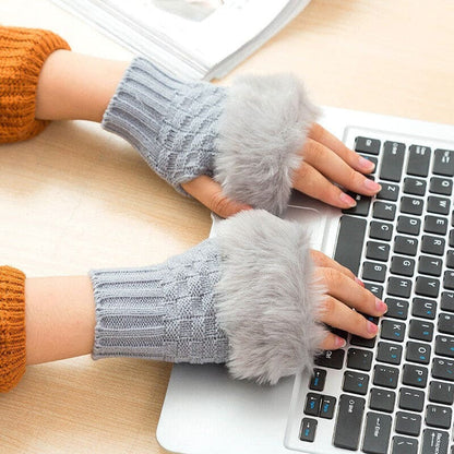 2 Pcs Wool Textured Fingerless Gloves
