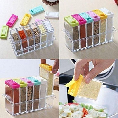 6-Piece Transparent Masala Spice Jar Set