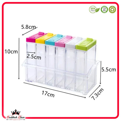 6-Piece Transparent Masala Spice Jar Set